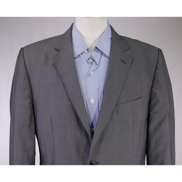 Duchamp London Men's Tailored Fit Solid Gray Wool Mohair 2-Btn Blazer 42L - Picture 3 of 10